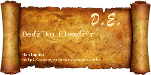 Deáky Elemér névjegykártya